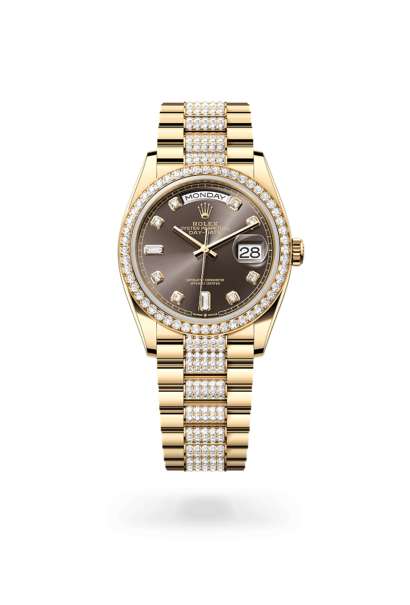 Rolex Day-Date 36 Herrenuhr (M128348RBR-0007) Oyster, 36 mm, Gelbgold mit Diamanten