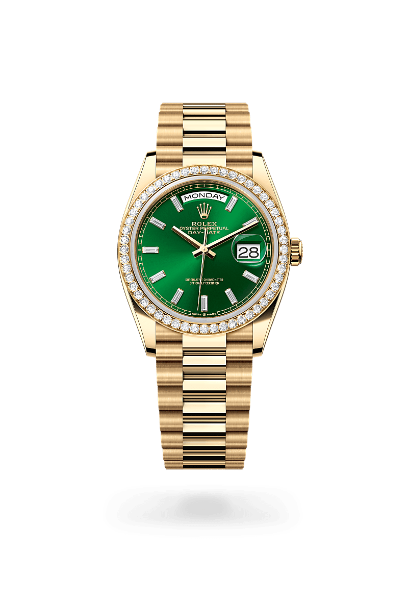 Rolex Day-Date 36 Herrenuhr (M128348RBR-0078) Oyster, 36 mm, Gelbgold mit Diamanten